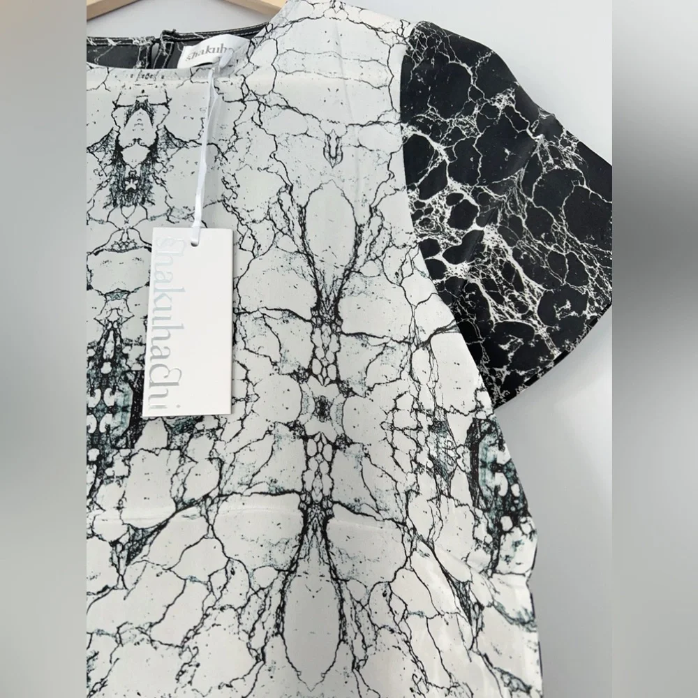 MARBLE SILK T-SHIRT (LONG WEEKEND SALE) - Picture 3 of 7